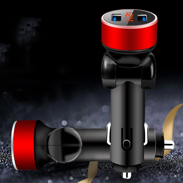 2 PCS Aluminum Ring Rotating Digital Display Car Charger Dual USB Multi-function Display Fast Charge 3.1A Car Charger