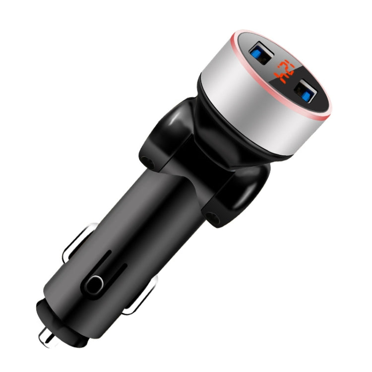 2 PCS Aluminum Ring Rotating Digital Display Car Charger Dual USB Multi-function Display Fast Charge 3.1A Car Charger
