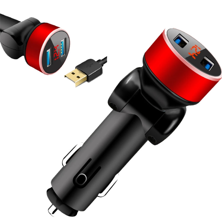 2 PCS Aluminum Ring Rotating Digital Display Car Charger Dual USB Multi-function Display Fast Charge 3.1A Car Charger