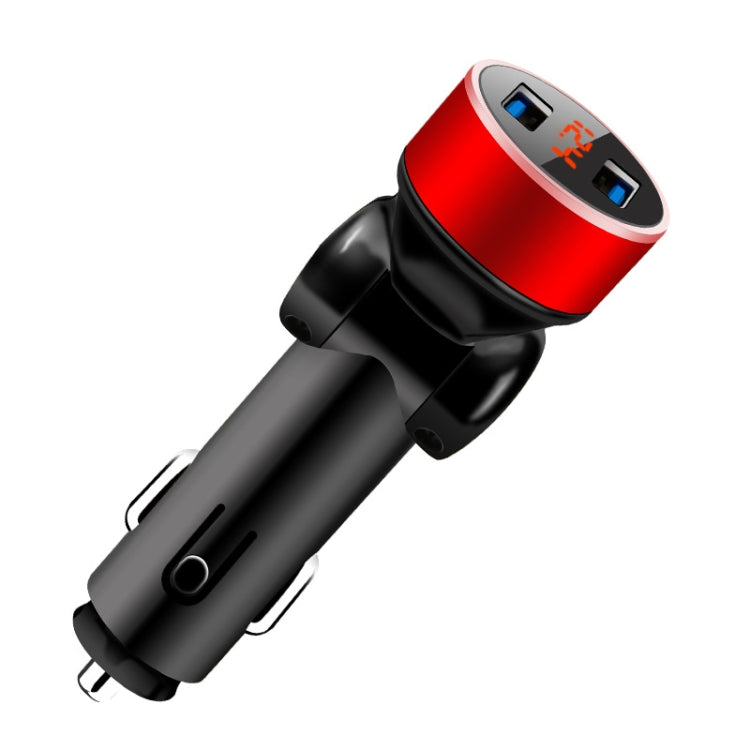 2 PCS Aluminum Ring Rotating Digital Display Car Charger Dual USB Multi-function Display Fast Charge 3.1A Car Charger