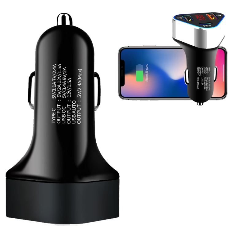Digital Display PD+QC3.0+2.4A Car Charger TYPE-C Car Phone Charger