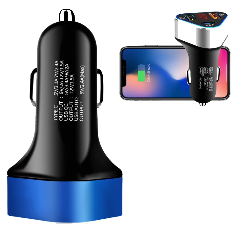 Digital Display PD+QC3.0+2.4A Car Charger TYPE-C Car Phone Charger