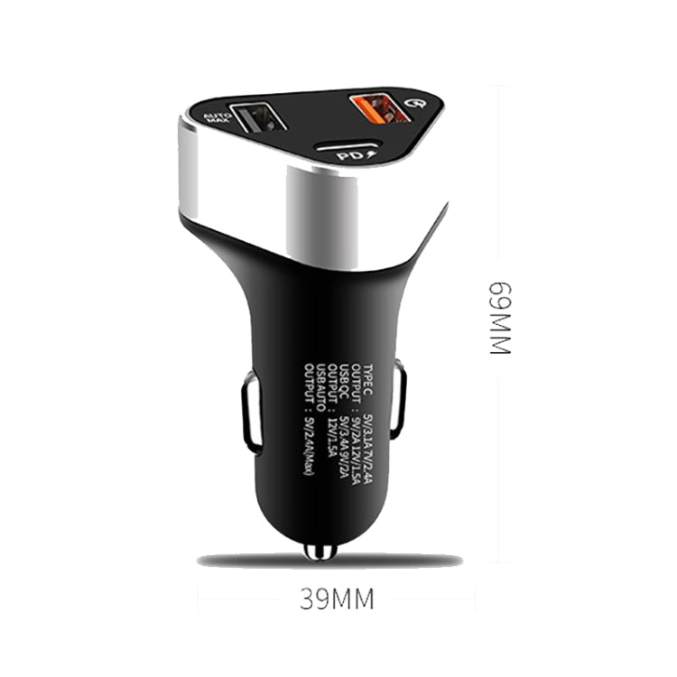 Digital Display PD+QC3.0+2.4A Car Charger TYPE-C Car Phone Charger