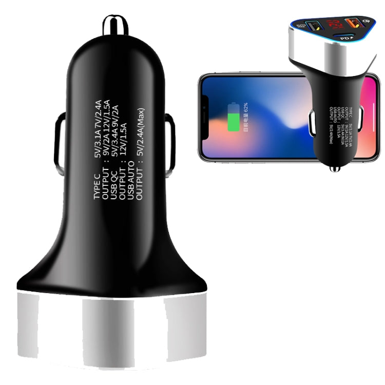 Digital Display PD+QC3.0+2.4A Car Charger TYPE-C Car Phone Charger