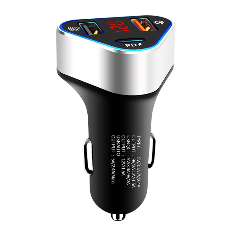 Digital Display PD+QC3.0+2.4A Car Charger TYPE-C Car Phone Charger