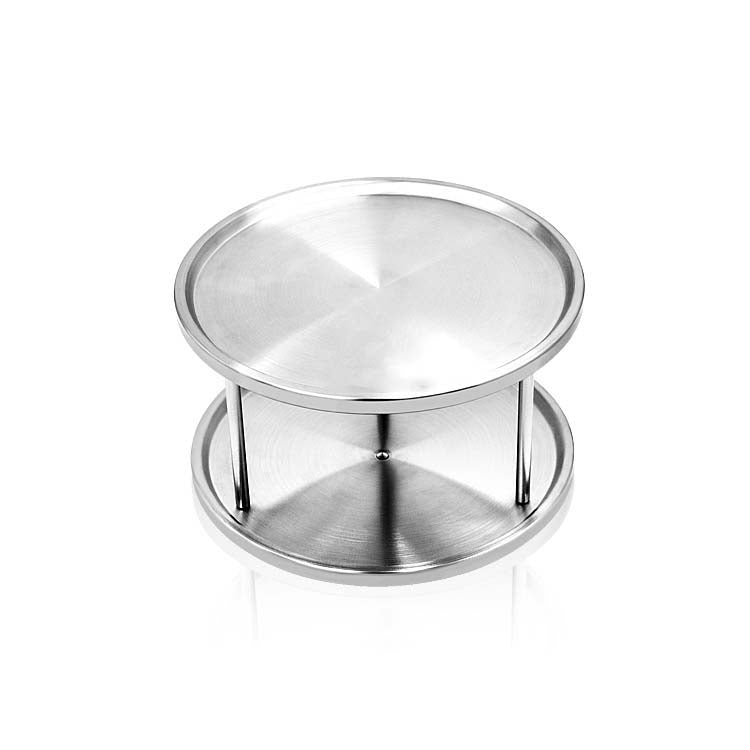 Stainless Steel Rotating Double Layer Turntable Dinner Plate Rack Spice Bottle Kitchen Shelves