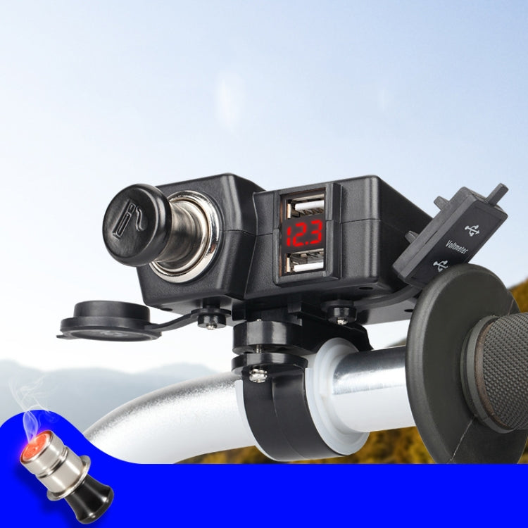 Motorcycle Car Dual USB Mobile Phone Charger With Cigarette Lighter Interface Multi-function Digital Display Car Charger, Style:DYUK Red Light