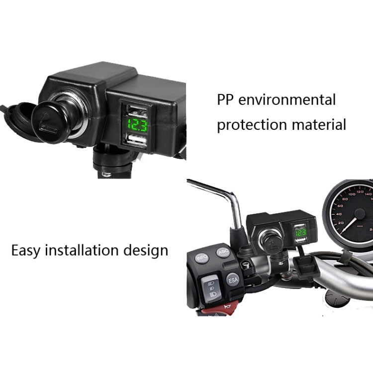 Motorcycle Car Dual USB Mobile Phone Charger With Cigarette Lighter Interface Multi-function Digital Display Car Charger, Style:DYUK Red Light