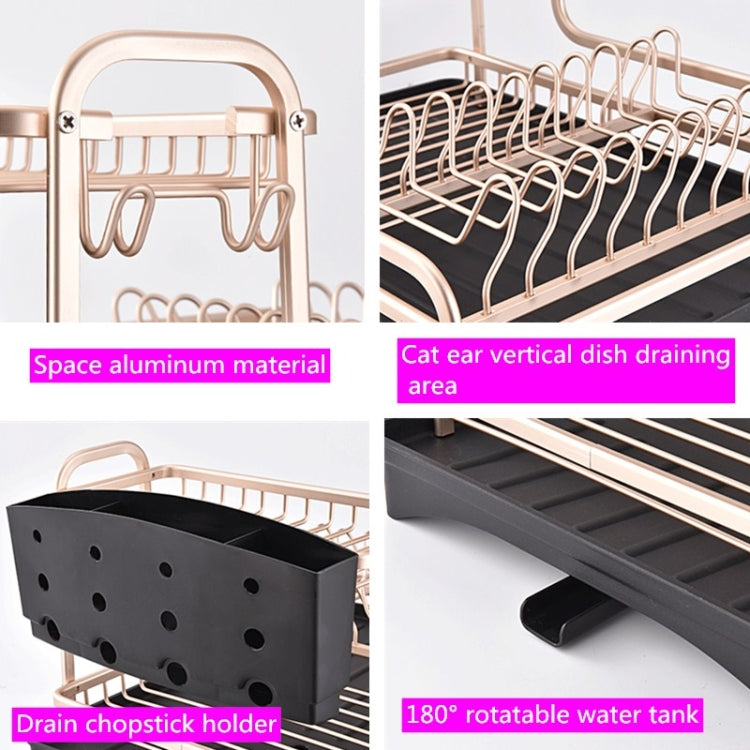 Double-layer Space Aluminum Dish Rack Kitchen Drain Rack