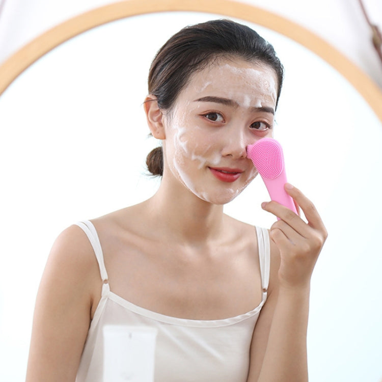 Pore Cleaner Silicone Ultrasonic Electric Facial Cleanser(Rose Red)