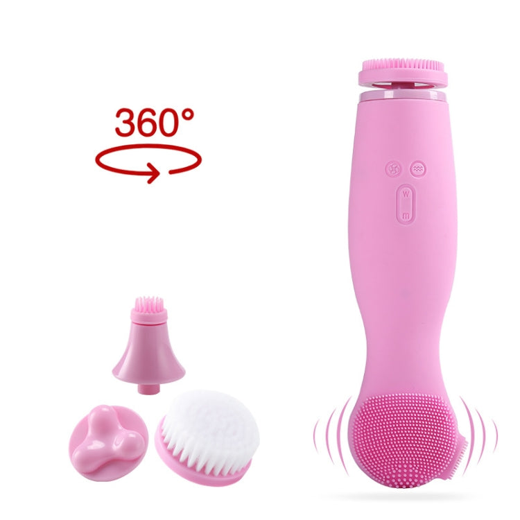 Multifunctional Rotating Automatic Facial Cleanser Electric Pore Deep Cleansing Silicone Facial Cleanser(Pink)