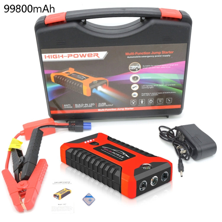 Car Emergency Start Power Supply 12V Mobile Emergency Power Supply Car Rescue Start Ppower Supply, CN Plug, Battery capacity: 99800mAh(Red simple toolbox set)
