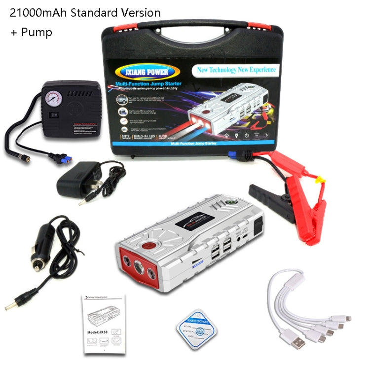 DADAOLONG Multifunctional Portable Car Emergency Starting Power Supply 12V Power Bank Car Backup Power Supply, CN Plug 21000mAh Standard Version + Pump