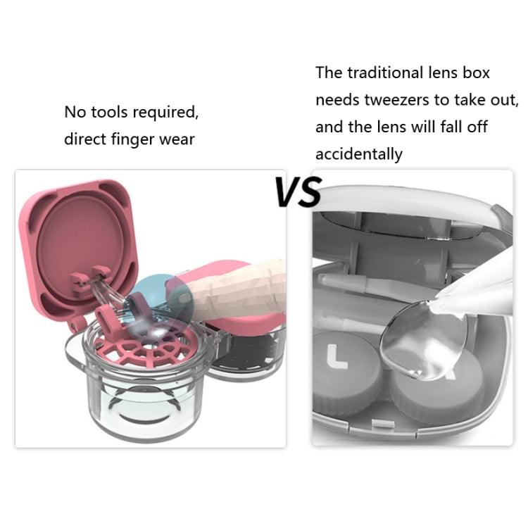 2 PCS Automatic Lens Removal Cosmetic Case Contact Lens Storage Portable Double Box