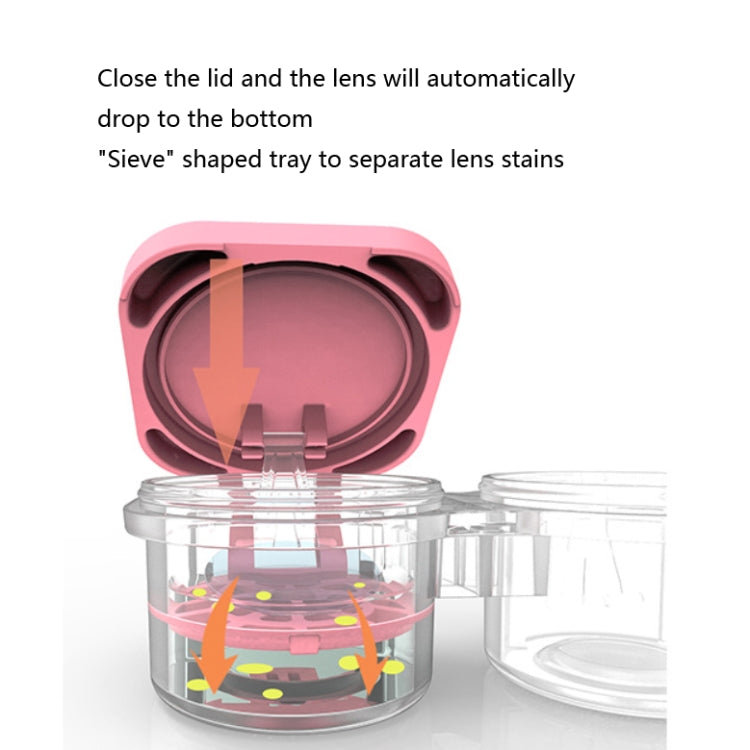 2 PCS Automatic Lens Removal Cosmetic Case Contact Lens Storage Portable Double Box