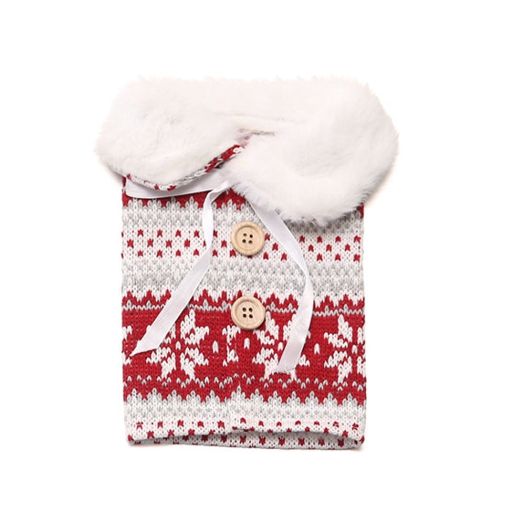 2 PCS Christmas Decoration Wool Ball Knitted Snowflake Wine Bottle Set Household Items