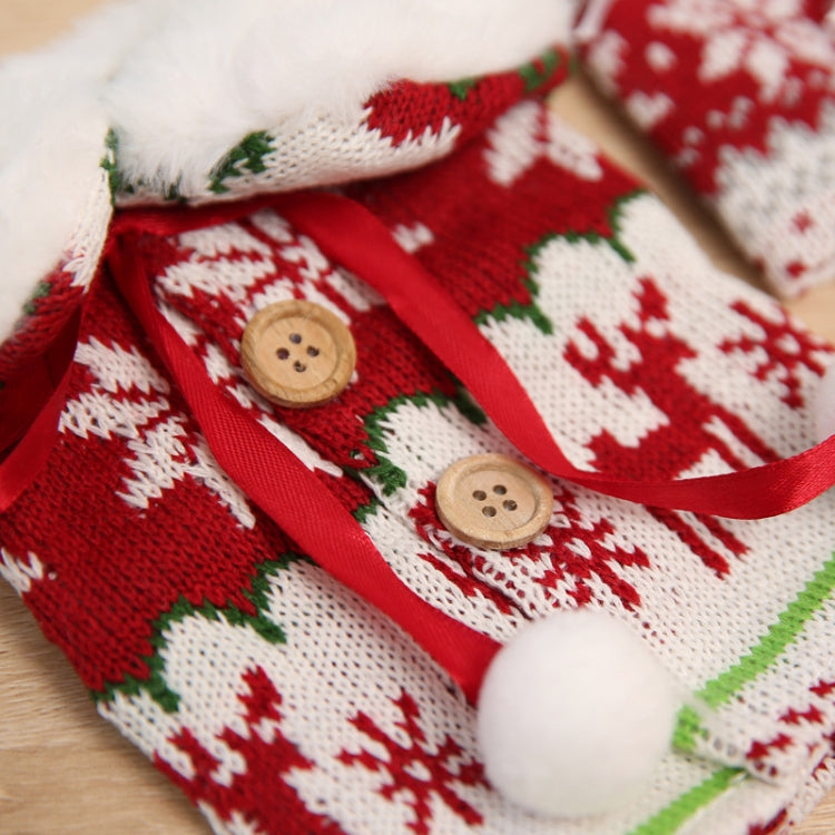 2 PCS Christmas Decoration Wool Ball Knitted Snowflake Wine Bottle Set Household Items