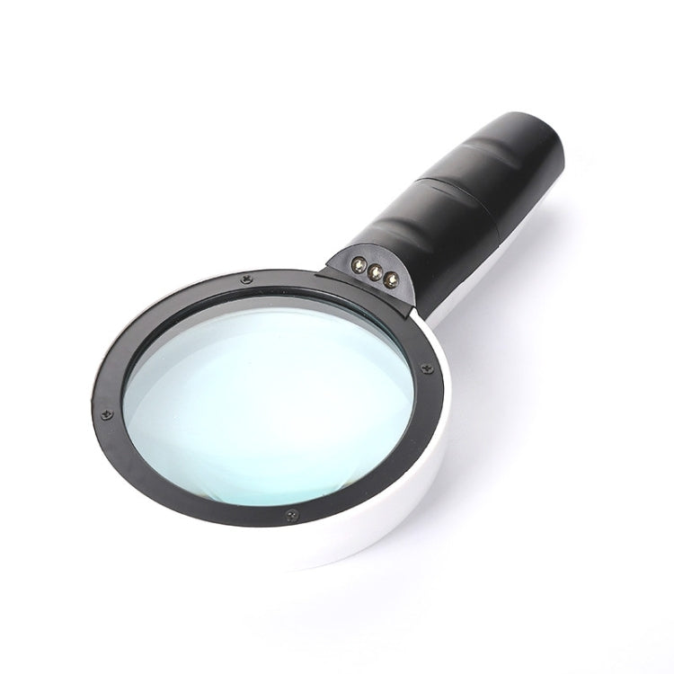 Handheld High-definition Lens with LED Light Reading and Maintenance Magnifying Glass for the Elderly, Style:95mm 10 Times