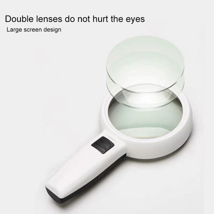 Handheld High-definition Lens with LED Light Reading and Maintenance Magnifying Glass for the Elderly, Style:110mm 30 Times Double Lens