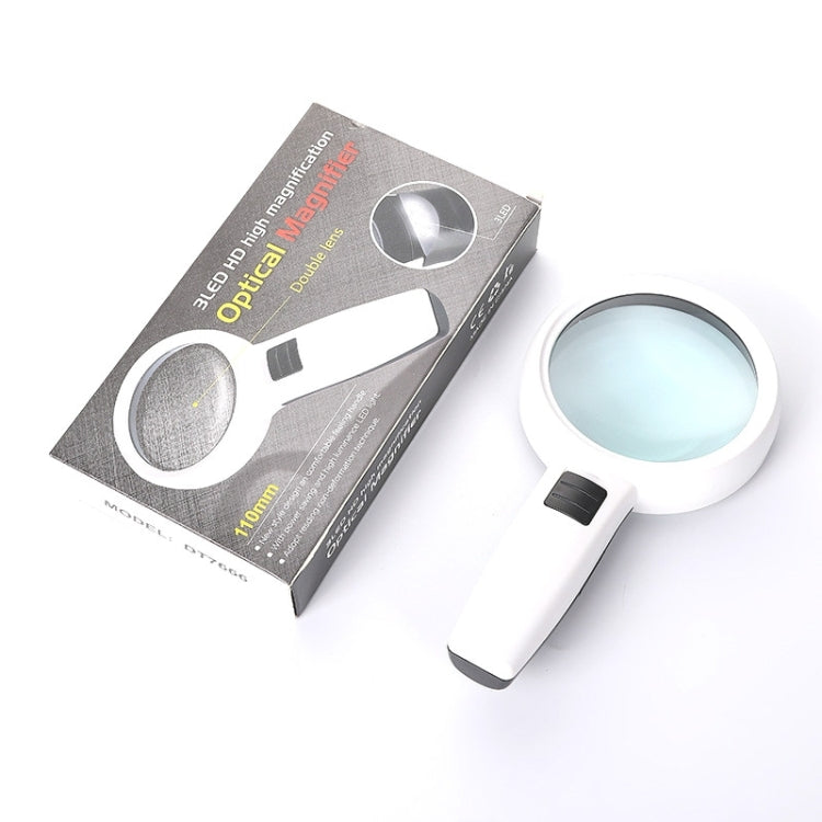 Handheld High-definition Lens with LED Light Reading and Maintenance Magnifying Glass for the Elderly, Style:110mm 30 Times Double Lens