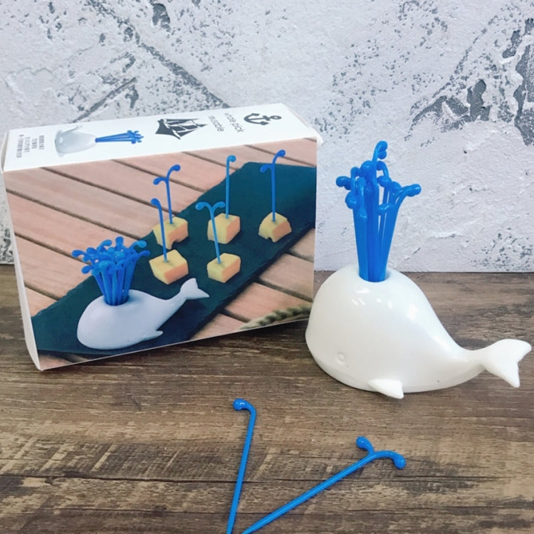 5 PCS Creative Cute Whale Spray Fruit Fork Kitchen Supplies