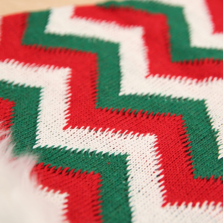 2 PCS Christmas Knitted Woolen Santa Claus Striped Hat(Red White Green Striped Hat)