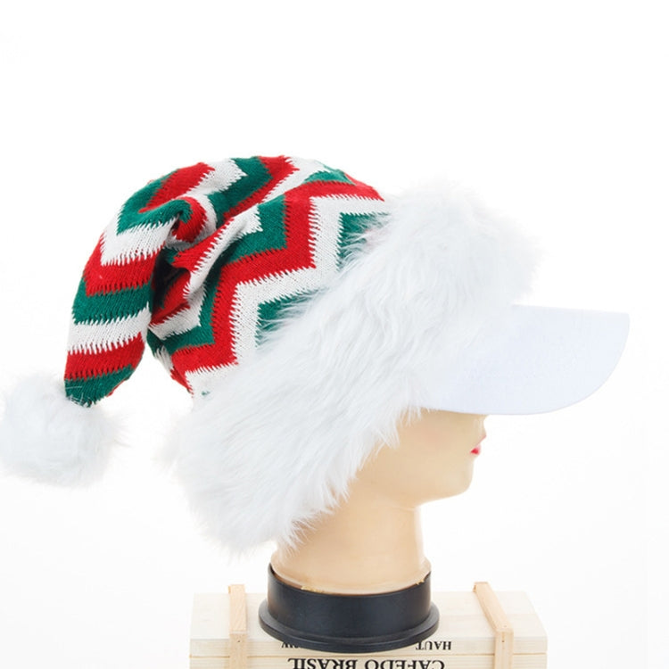 2 PCS Christmas Knitted Woolen Santa Claus Striped Hat(Red White Green Striped Hat)