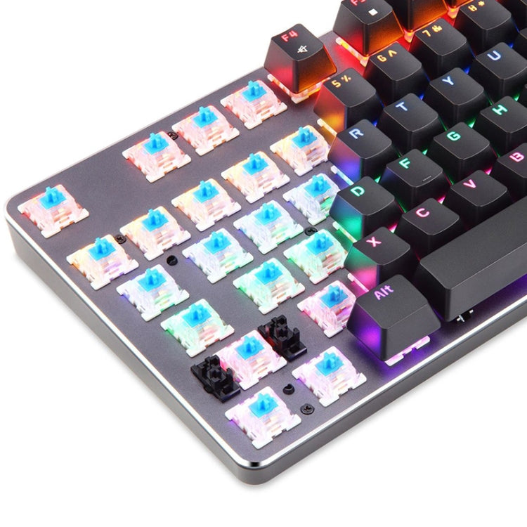 K73 104 Keys RGB Mixed Light Full-key No Punch Mechanical Keyboard, Cable Length: 1.6m(English Green Shaft)