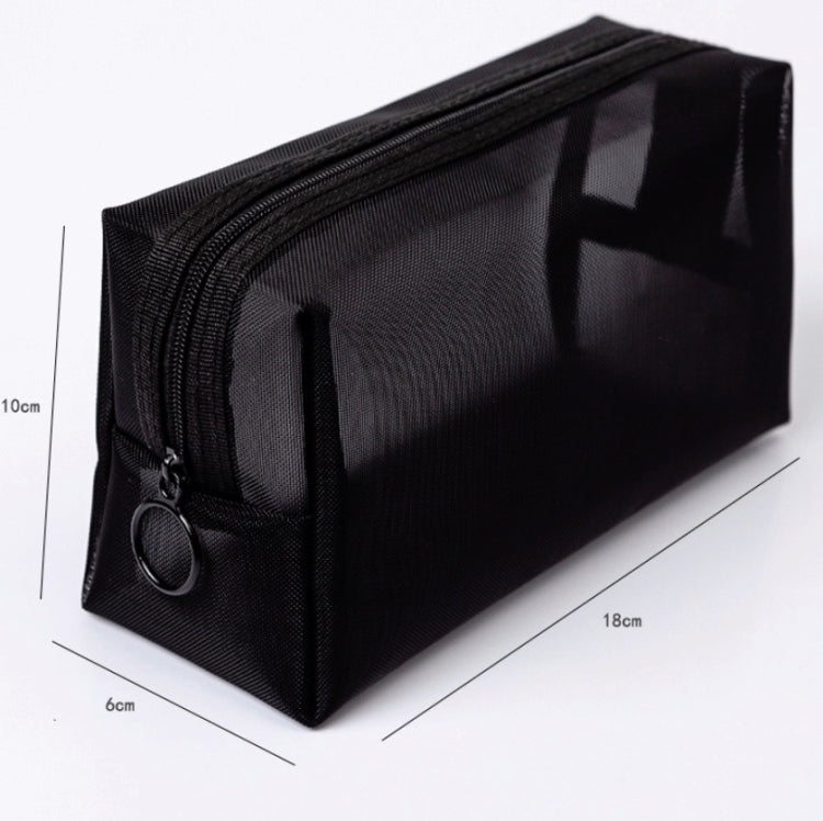 Black Transparent Mesh Cosmetic Bag Three-piece Large Capacity Travel Cosmetic Storage Bag(Three-piece)