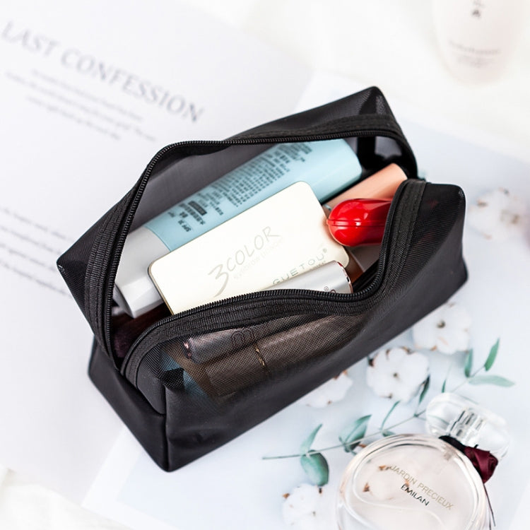 Black Transparent Mesh Cosmetic Bag Three-piece Large Capacity Travel Cosmetic Storage Bag(Three-piece)
