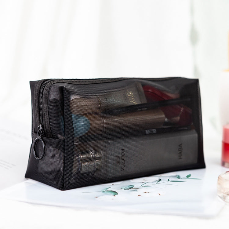 Black Transparent Mesh Cosmetic Bag Three-piece Large Capacity Travel Cosmetic Storage Bag(Three-piece)