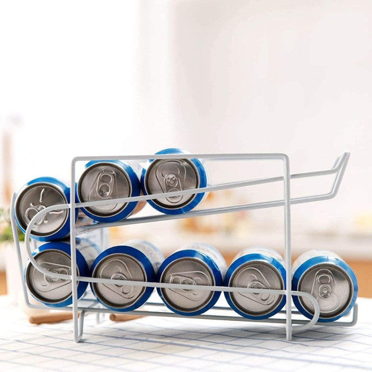 Cans Rolling Storage Rack Beer Coke Double Rack Refrigerator Shelf
