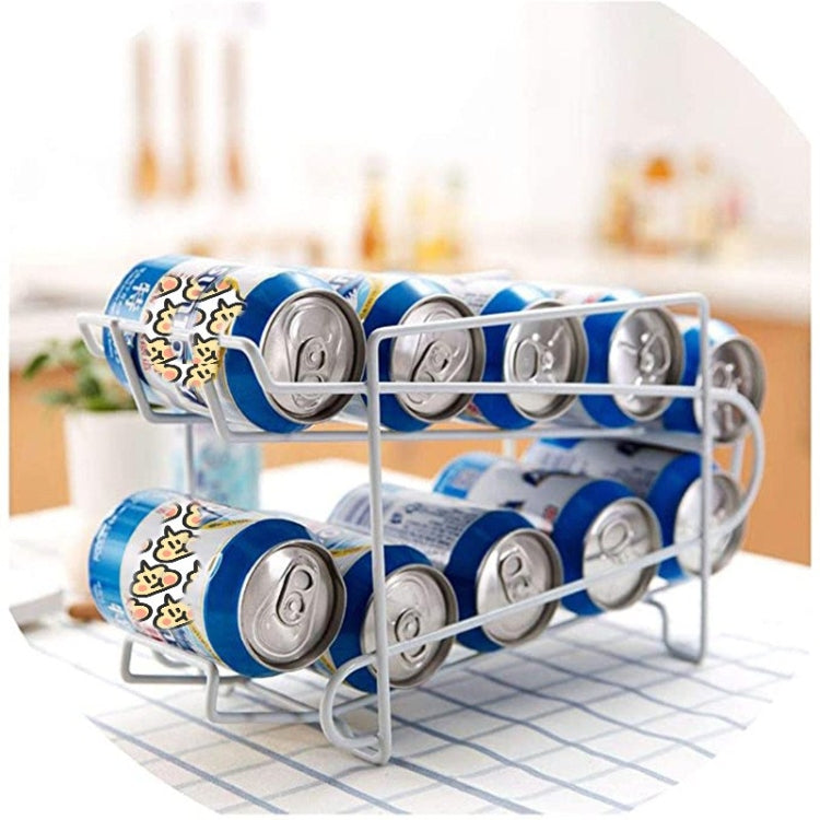 Cans Rolling Storage Rack Beer Coke Double Rack Refrigerator Shelf