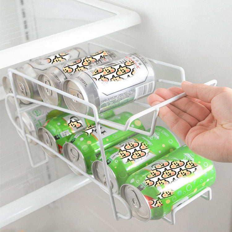 Cans Rolling Storage Rack Beer Coke Double Rack Refrigerator Shelf