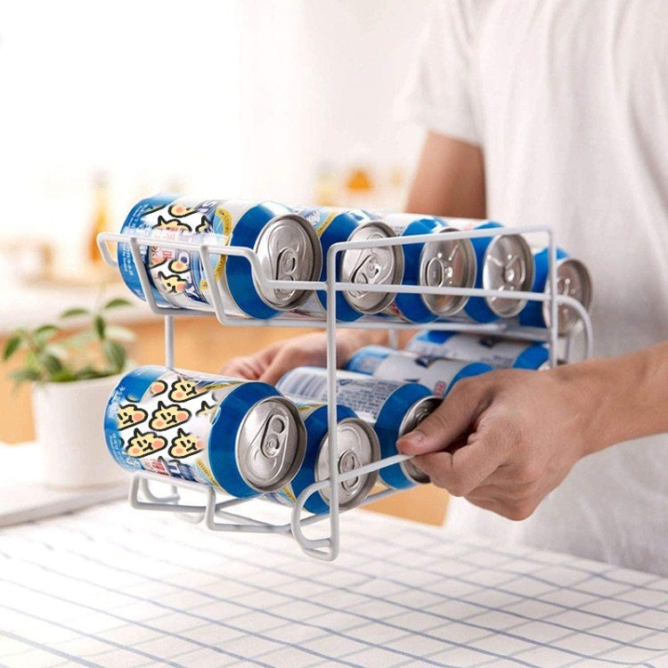 Cans Rolling Storage Rack Beer Coke Double Rack Refrigerator Shelf