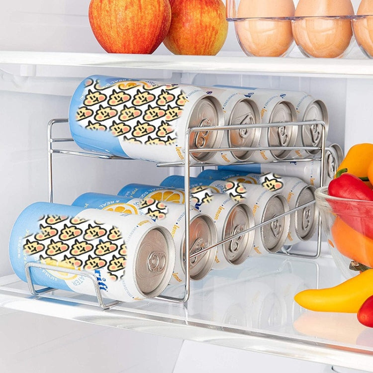 Cans Rolling Storage Rack Beer Coke Double Rack Refrigerator Shelf