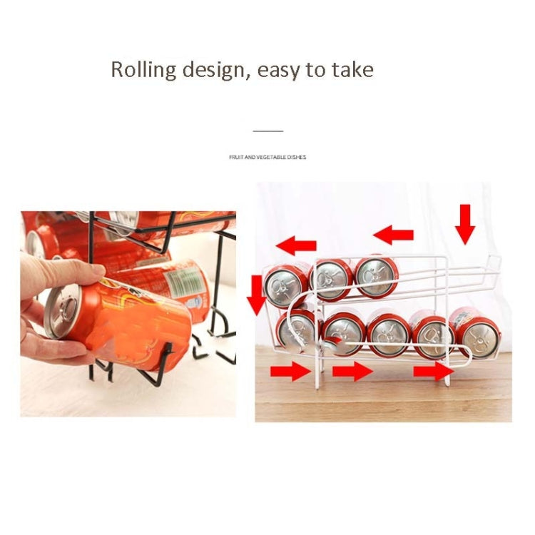 Cans Rolling Storage Rack Beer Coke Double Rack Refrigerator Shelf