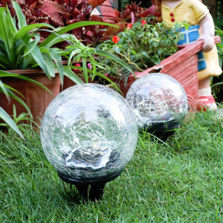 LED Solar Lawn Light Garden Christmas Decoration Crack Glass Ball Buried Light, Size:Small