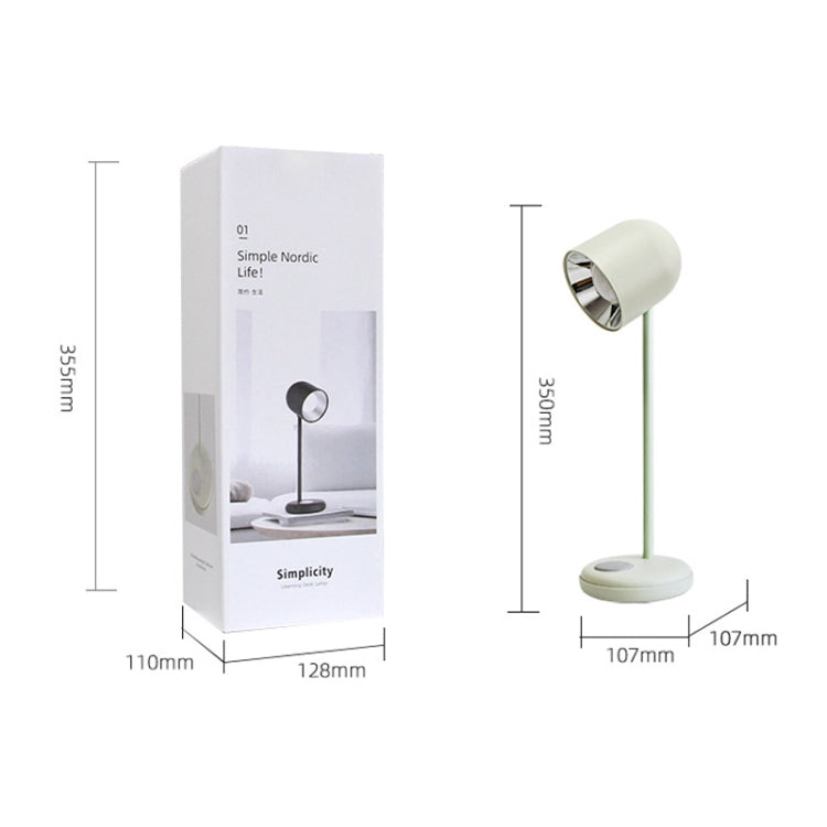 Simple and Modern LED Eye Protection Desk Lamp USB Charging Bedroom Bedside Study Book Light with Three-speed Touch Dimming(Green)