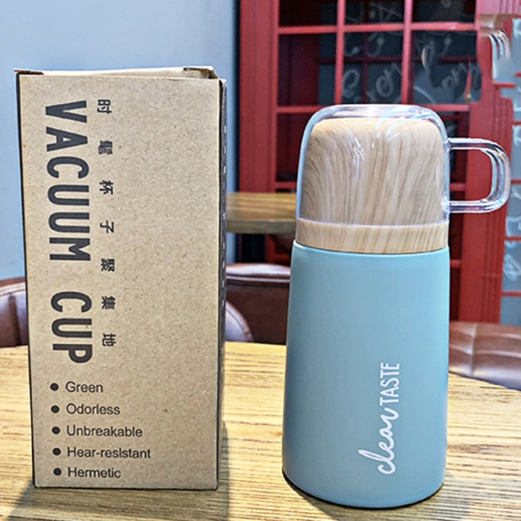 Dual-purpose Stainless Steel Vacuum Flask with Wood Grain Lid Push-button Portable Couple Water Cup, Capacity:200ml