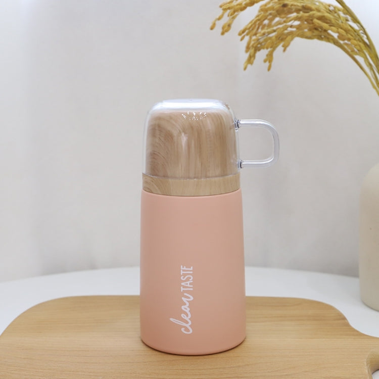 Dual-purpose Stainless Steel Vacuum Flask with Wood Grain Lid Push-button Portable Couple Water Cup, Capacity:200ml