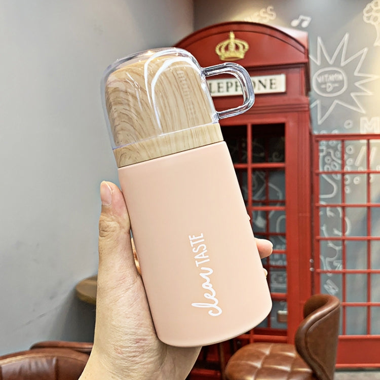 Dual-purpose Stainless Steel Vacuum Flask with Wood Grain Lid Push-button Portable Couple Water Cup, Capacity:200ml