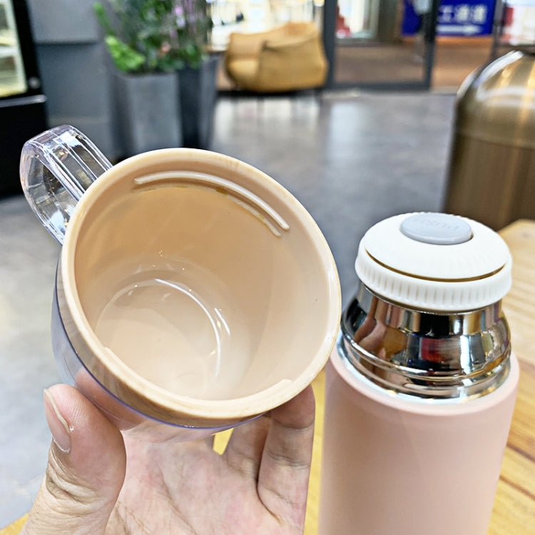 Dual-purpose Stainless Steel Vacuum Flask with Wood Grain Lid Push-button Portable Couple Water Cup, Capacity:200ml