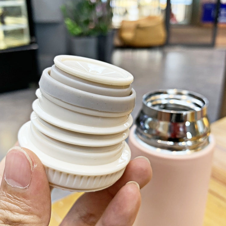 Dual-purpose Stainless Steel Vacuum Flask with Wood Grain Lid Push-button Portable Couple Water Cup, Capacity:200ml