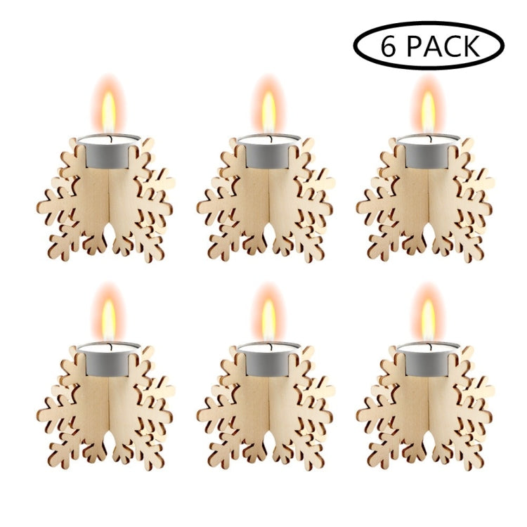 6 PCS  Wooden Christmas Small Candle Holder Christmas Ornament