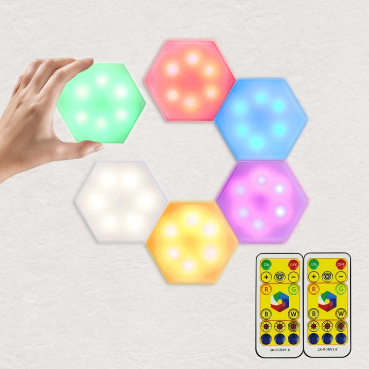 6 PCS RGB Type DIY Battery Cabinet Wall Light Novelty Infrared Remote Control Night Light(6 Lights And Two Remote Control)