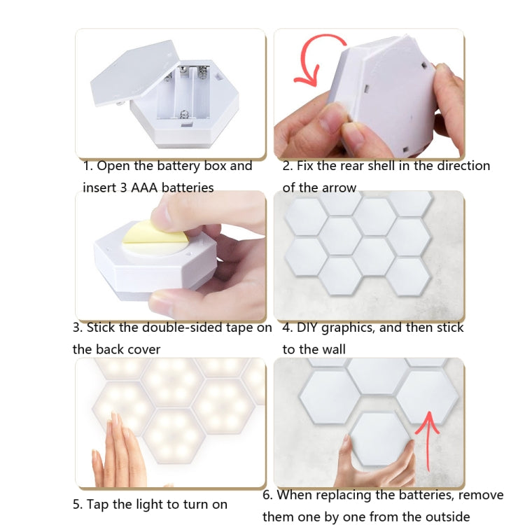 6 PCS RGB Type DIY Battery Cabinet Wall Light Novelty Infrared Remote Control Night Light(6 Lights And Two Remote Control)