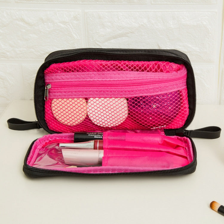 2 PCS Nylon Cloth Double Zipper Large Capacity Portable Cosmetic Bag With Double Layer Travel Toiletry Storage Bag
