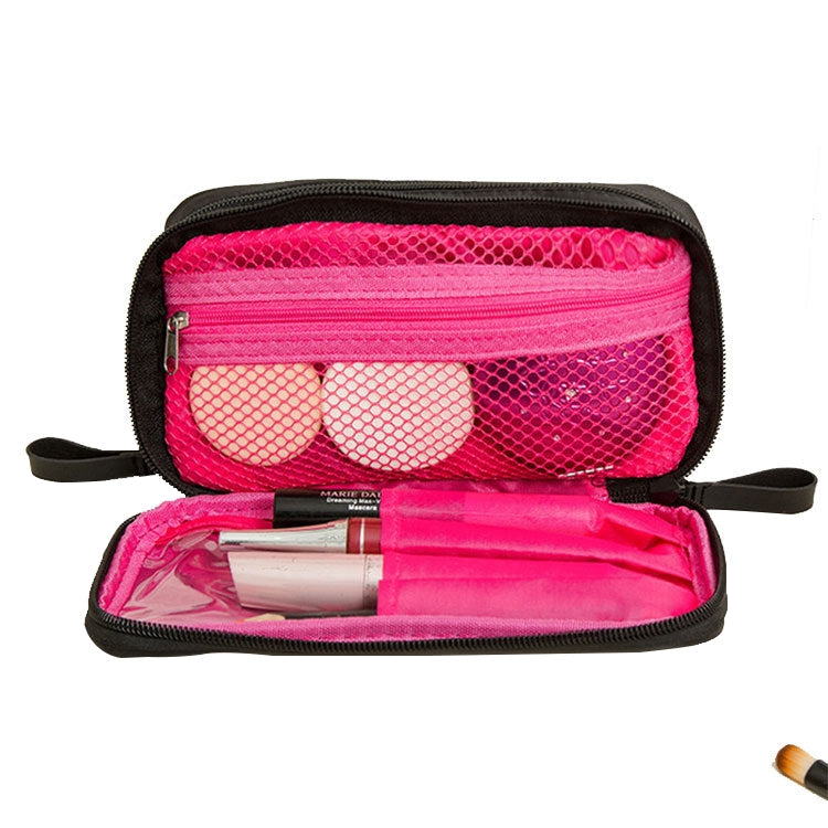 2 PCS Nylon Cloth Double Zipper Large Capacity Portable Cosmetic Bag With Double Layer Travel Toiletry Storage Bag