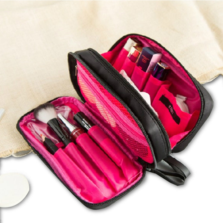 2 PCS Nylon Cloth Double Zipper Large Capacity Portable Cosmetic Bag With Double Layer Travel Toiletry Storage Bag